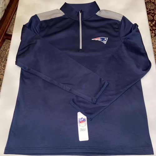 Large - Men's New England Patriots Quarter-Zip Blue NFL Team Pullover Jacket