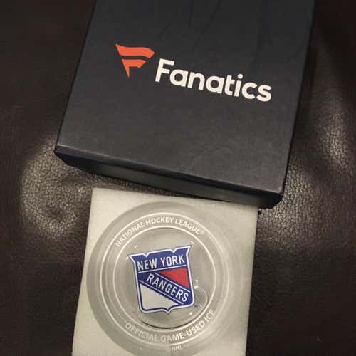New York Rangers Fanatics Game Used Madison Square Garden Ice Water Crystal Hockey Puck
