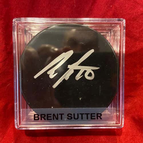 Brent Sutter Signed / Autographed Hockey Puck - Islanders Blackhawks Devils
