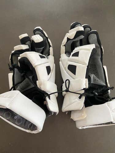 White New Player's STX Cell III Lacrosse Gloves 13"
