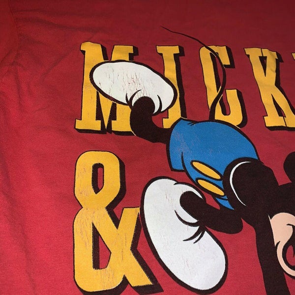 Vintage Mickey Mouse Single Stitch Red Shirt One Size Fits All L V Myles  50/50