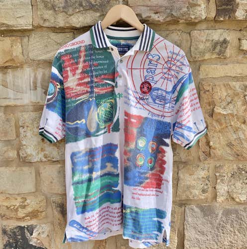 Vintage 90s Divot Golf All Over Print Polo Medium Shirt Sports Clothing