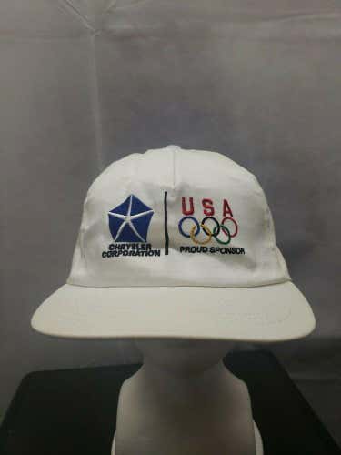 Vintage Chrysler USA Olympic Sponsor Snapback Hat White