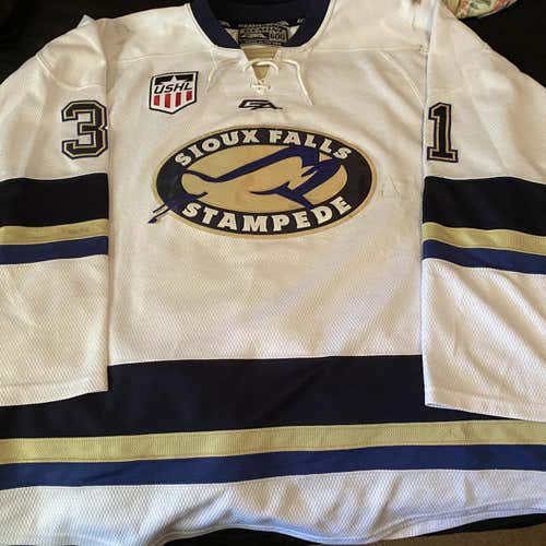 Sioux Falls White Goalie Cut 60 Pro Stock Game Worn Jersey