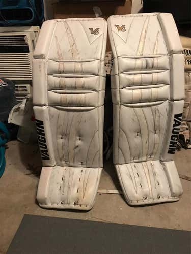White Senior 34" Vaughn Velocity V6 Goalie Leg Pads
