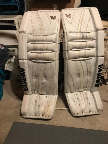 White Senior 34" Vaughn Velocity V6 Goalie Leg Pads
