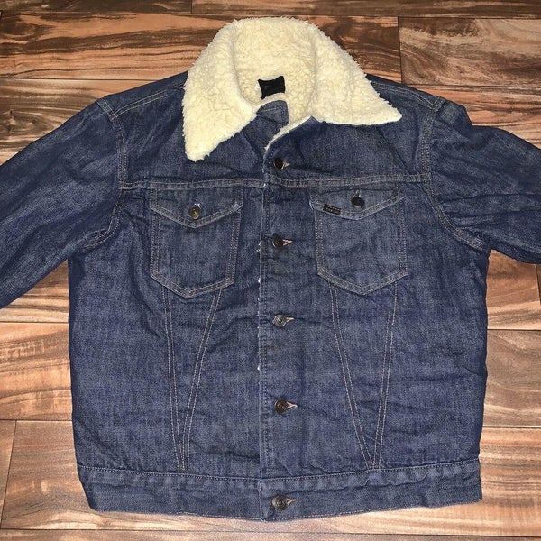 Vintage Sears Roebuck Sherpa Lines Fur Jean Jacket Denim Trucker