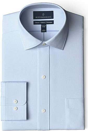 Amazon Buttoned Down Men's Classic-Fit Non-Iron Dress Shirt, Light Blue 16.5, 37