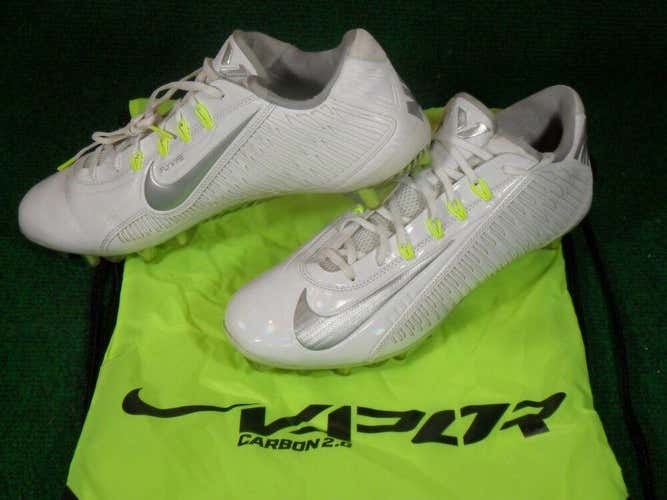 Used Nike Vapor Carbon Elite 2014 Low TD Football Cleats White Silver Volt 13