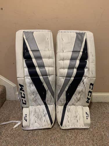 White/Black/Silver - Used Senior 32+1" CCM Extreme Flex E3.9 Goalie Leg Pads