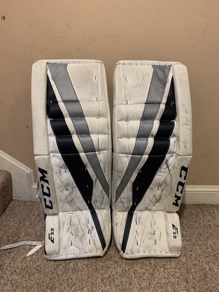 White/Black/Silver - Used Senior 32+1" CCM Extreme Flex E3.9 Goalie Leg Pads