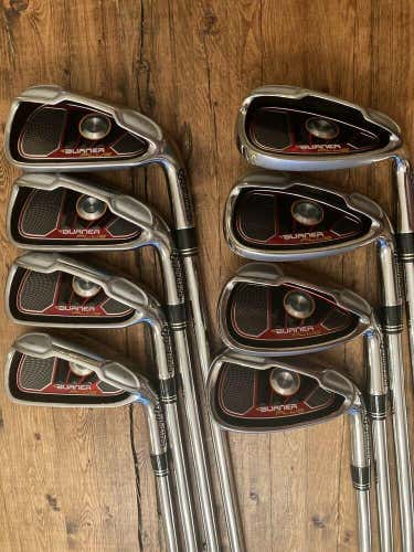 TaylorMade Burner Plus Iron Set 4-PW+AW RH +2.25” Tall Uniflex Shafts TM Grips
