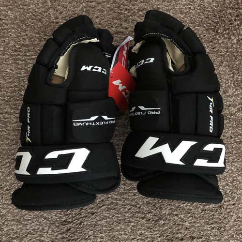 Black Senior CCM Tacks 4 Roll Pro 14"  Gloves