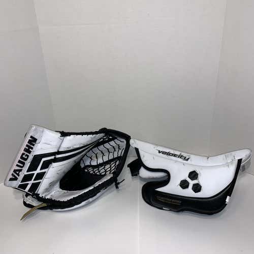 Vaughn Velocity VE8 Pro Black/White Senior Regular Glove And Blocker Set
