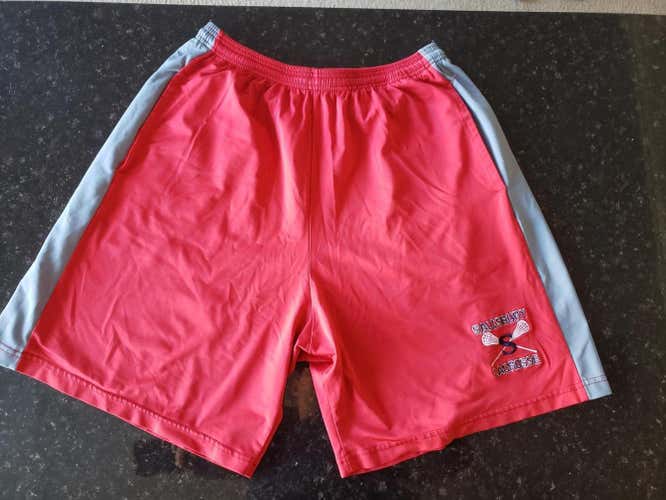 Salisbury lacrosse red and grey shorts. Large with drawstring (old school)