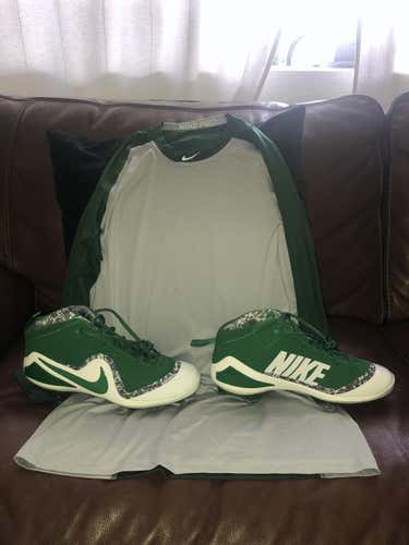 NIKE Trout 4 Green (sz 9)/NIKE Pro Combat shirt Green 3/4sleeves (sz MD)