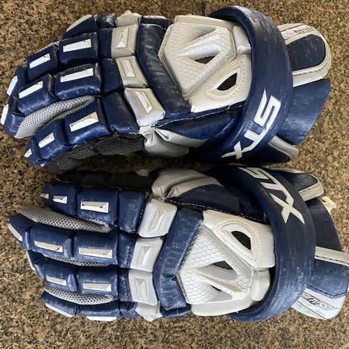 Blue Used Player's STX Assault 13" Lacrosse Gloves