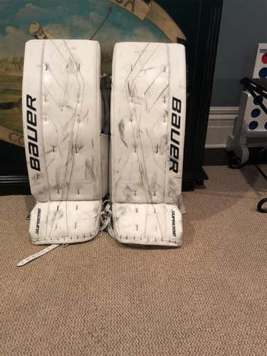 White Intermediate 32" Bauer Supreme One.9 Goalie Leg Pads