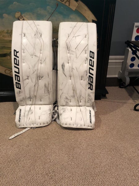 White Intermediate 32" Bauer Supreme One.9 Goalie Leg Pads