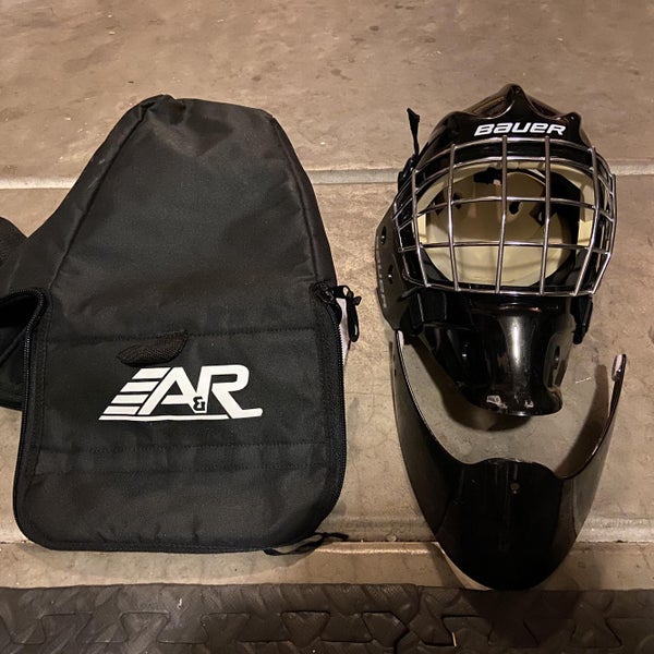 Black Senior Bauer NME 3 Goalie Mask Cage With Dangler With AR Padded Mask Bag