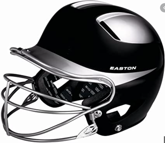 Easton Junior Natural Grip 2Tone Batting Helmet, Black and Silver. Size: M