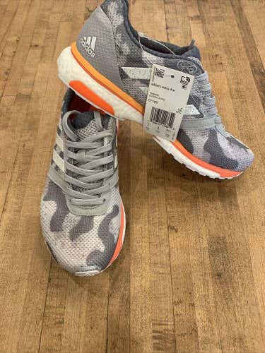 Adidas Adizero Adios Boost Women’s Running Shoe Grey Camo Orange EF1457 Size 5.5