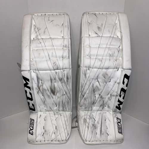 33"+1 CCM Extreme Flex III Pro White Senior Goalie Leg Pads