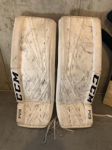 White Used 32"+1 CCM Premier P2.9 Goalie Leg Pads