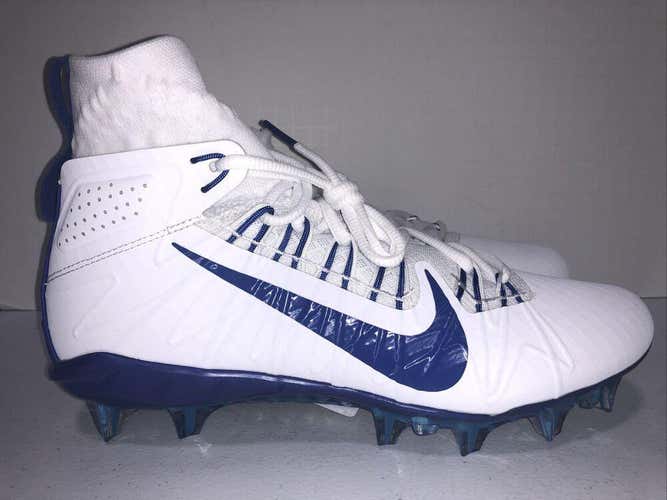 NIKE ALPHA HUARACHE 7 ELITE LAX FOOTBALL CLEATS SIZE 11 WHITE BLUE CJ0224-101