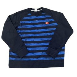 Nike Sportswear Crewneck Sweatshirt Striped Boys Mens L Blue Athletic Raglan