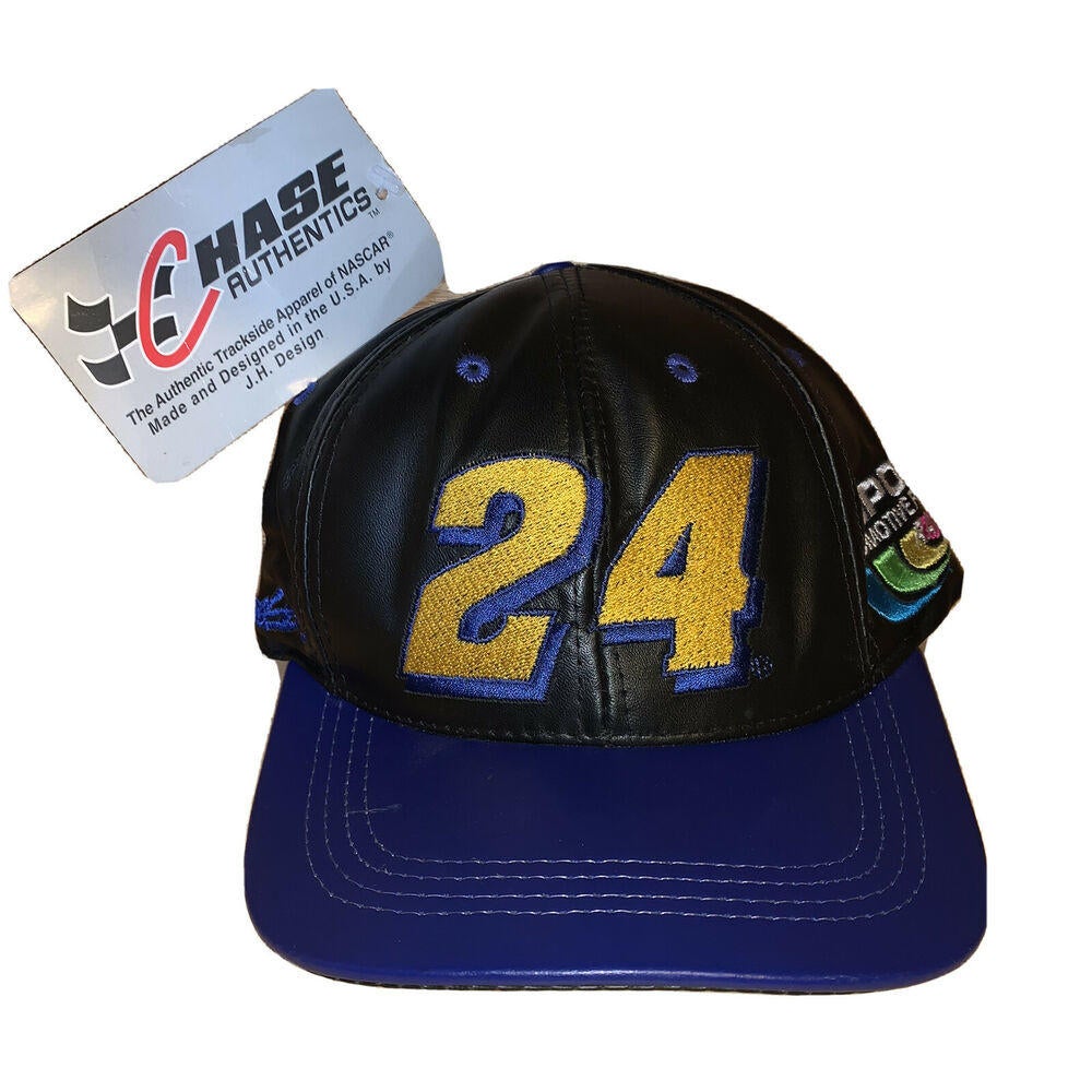 Vintage Jeff Gordon Nascar #24 Leather Hat NWT Cap Adjustable