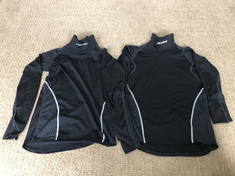 TWO Bauer NG Premium Kevlar Neck Long Sleeve Compression Shirt, Youth Small (QTY: 2)