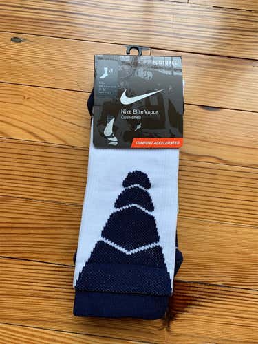Nike Elite Vapor Socks - New, White and Navy, size 8-12