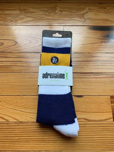 New Adrenaline Socks - Navy, Yellow and White