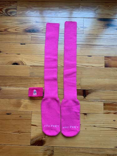 Pink Breast Cancer Awareness Gear - Pro Feet Men's Socks and Wilson NFL Bicep/Wrist Ban