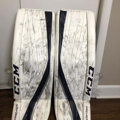 White Senior 36" CCM Premier Pro Stock Goalie Leg Pads