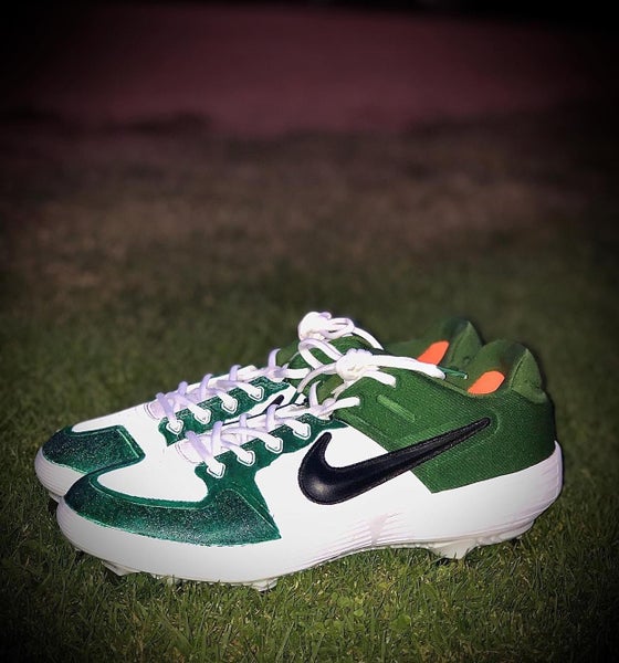1/1 “Pine Green” Jordan 1 Low Inspired Alpha Huarache Elite 2 Cleats Size 12.5