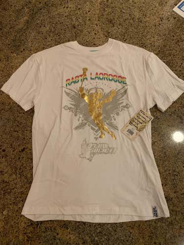 New Rasta Lacrosse Flow Society T Shirt - White, size Small
