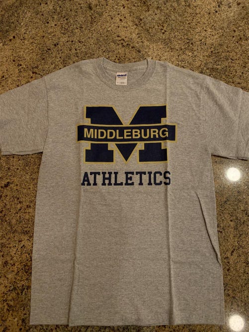 Middleburg Athletics T Shirt, Gray, size Medium
