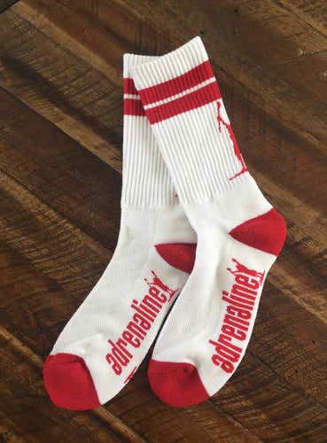 Adrenaline Lacrosse White Red Crew Socks
