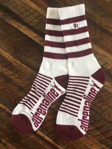 Adrenaline Lacrosse Maroon Stripe Crew Socks
