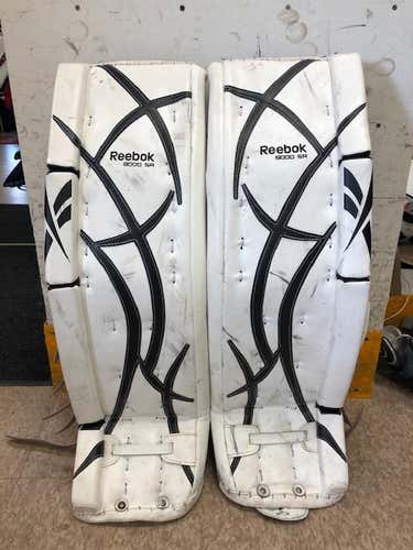 White Used Senior 35" + 2 Reebok 9000k Goalie Leg Pads