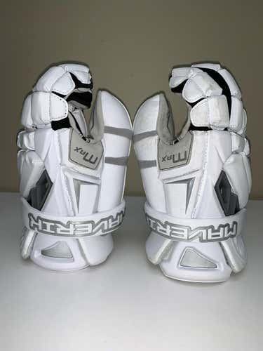 Slightly Used Maverik Max Goalie Lacrosse Gloves 13" - White