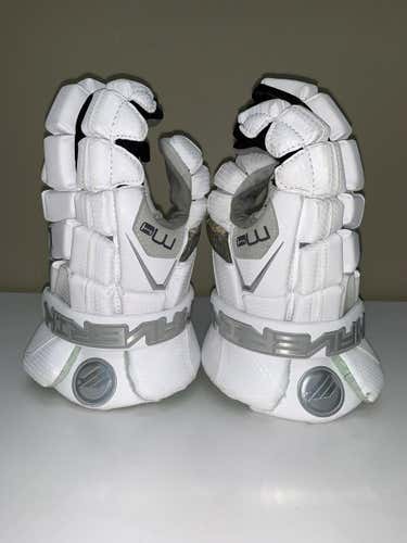 Slightly Used Maverik M4 Lacrosse Gloves 12" - White