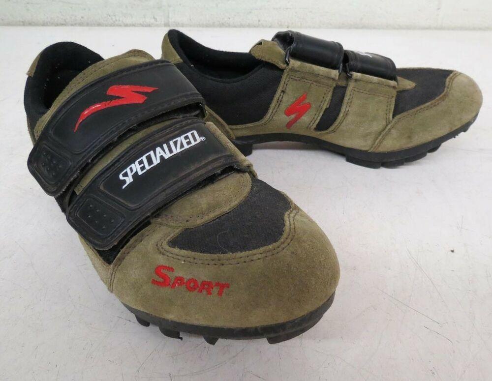 Specialized Sport Green Suede Mountain Bike Cycling Shoes w/SPD Cleats US 7/39