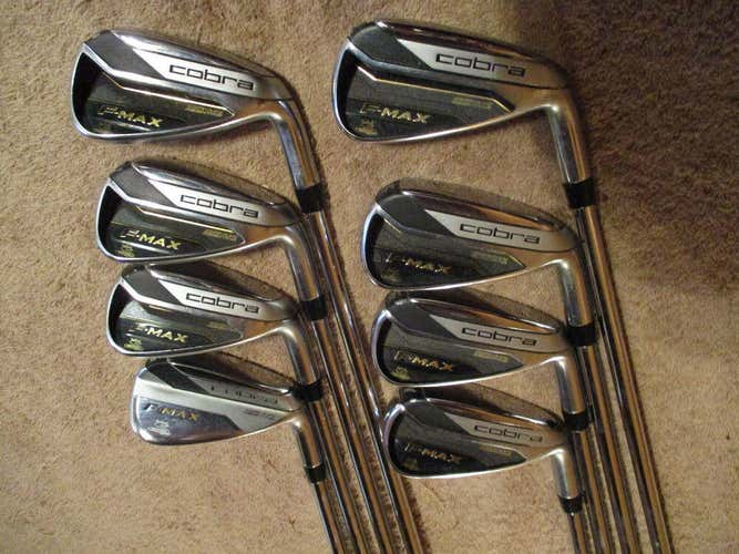 Cobra F Max Steel Iron Set 4-PW, GW True Temper Superlight Stiff RH +1" and 2*