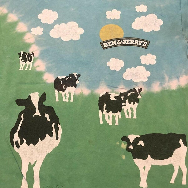 Ben and Jerrys Cow T Shirt Adult XL Ice Cream Tie Dye Euphoria Clouds Retro SB