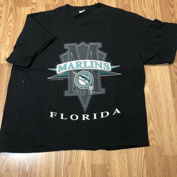 Florida Marlins T Shirt Adult L Black MLB Baseball Fan Apparel Vintage 90s  USA