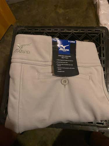 Bundle (2) Youth XL Gray Mizuno Baseball Pants Open Bottom
