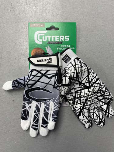 White/Black New Cutters Youth XS Game Day Gloves
